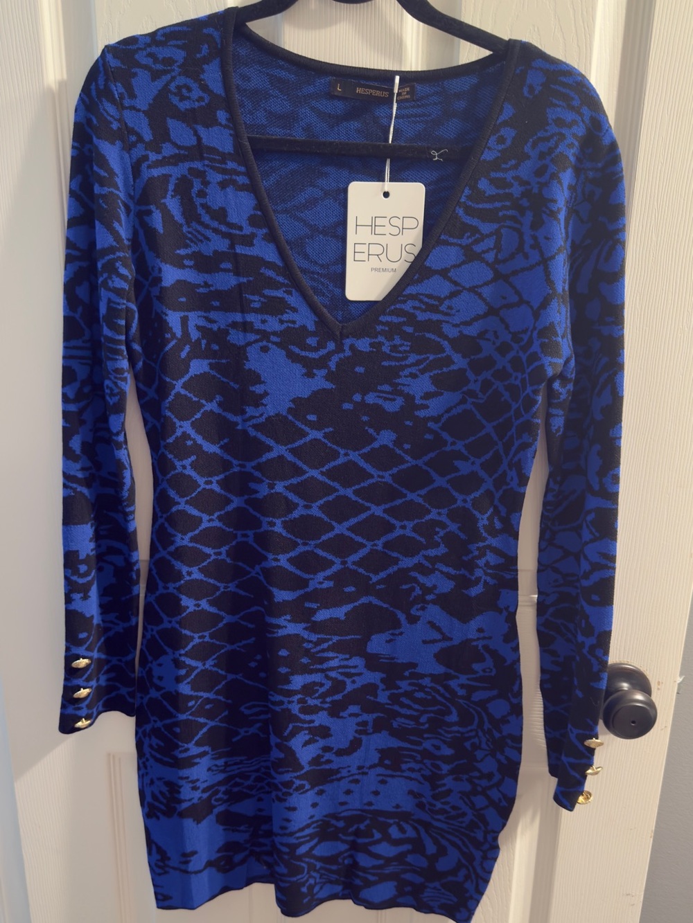 NWT Blue & Black V-Neck Knit mini Dress